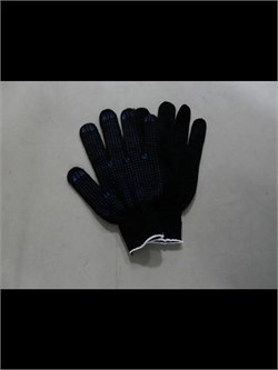 5 пар, Перчатки хлопчатобумажные с ПВХ Точка, черные 1135775 - фото 11499