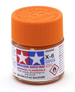 81506 Краска акриловая глянцевая X-6 Orange оранжевая 10 мл Tamiya 81506tam - фото 8415