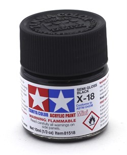81518 Краска акриловая глянцевая X-18 Semi Gloss Black Полуматовая черная Tamiya 81518tam - фото 8432