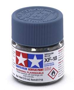 81718 Краска акриловая матовая XF-18 Medium Blue средне-синяя 10 мл Tamiya 81718tam - фото 8459