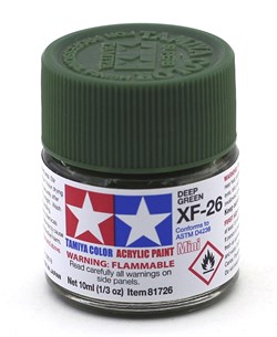 81726 Краска акриловая матовая XF-26 Deep Green насыщенная зеленая 10 мл Tamiya 81726tam - фото 8469