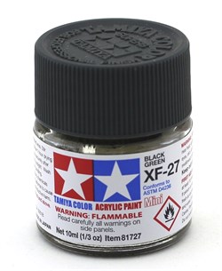 81727 Краска акриловая матовая XF-27 Black Green черно-зеленая 10 мл Tamiya 81727tam - фото 8470