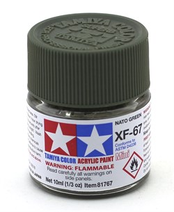 81767 Краска акриловая матовая XF-67 NATO Green зеленая НАТО 10 мл Tamiya 81767tam - фото 8490