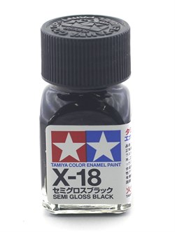 80018 Краска эмалевая глянцевая X-18 Semi Gloss Black полуматовая черная 10 мл Tamiya 80018tam - фото 9574