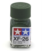 80326 Краска эмалевая матовая XF-26 Deep Green насыщенная зеленая 10 мл Tamiya